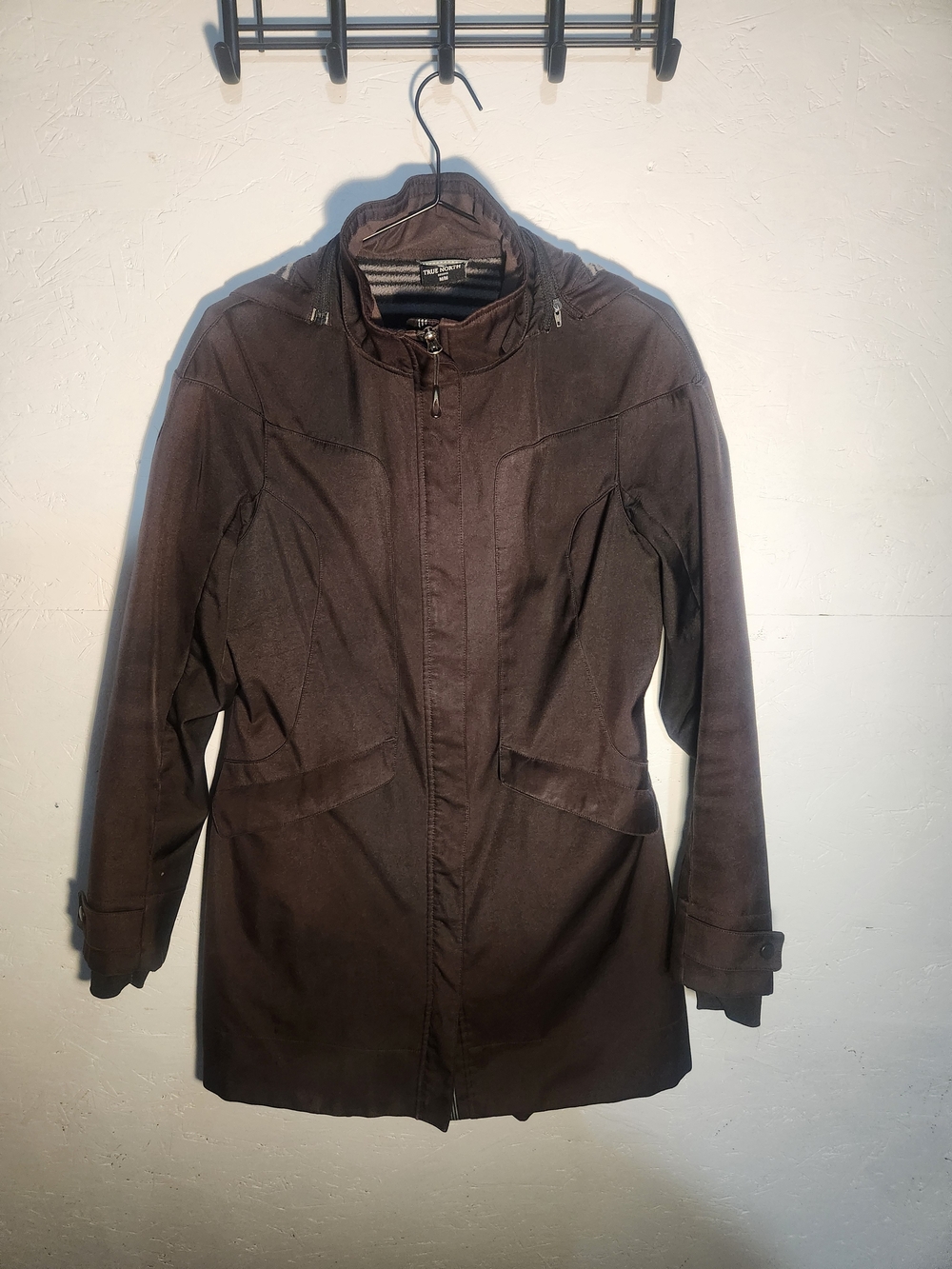True North Brown Fleece-Lined Softshell Parka Jacket Detachable Hood | M